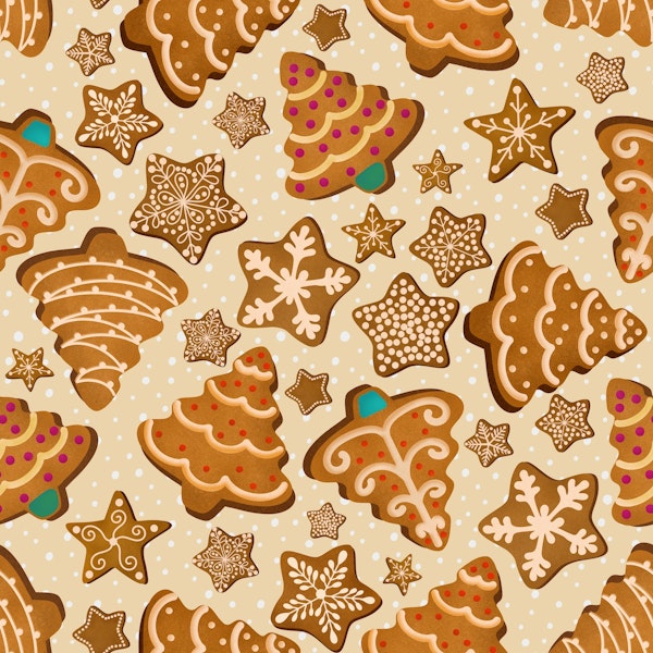 Christmas Gingerbread Cookies 2 on Beige