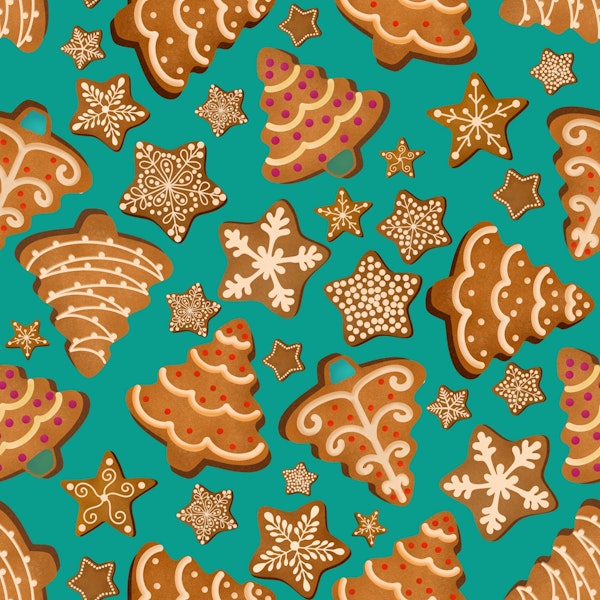 Christmas Gingerbread Cookies 2 on Turquoise