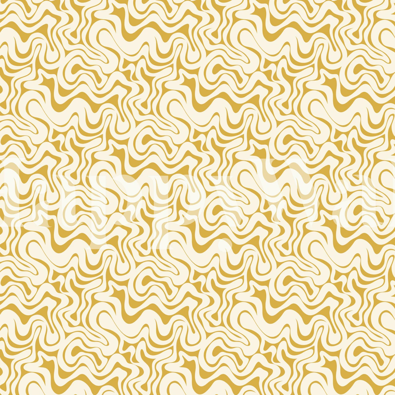 Abstract swirling gold waves on cream background wallpaper