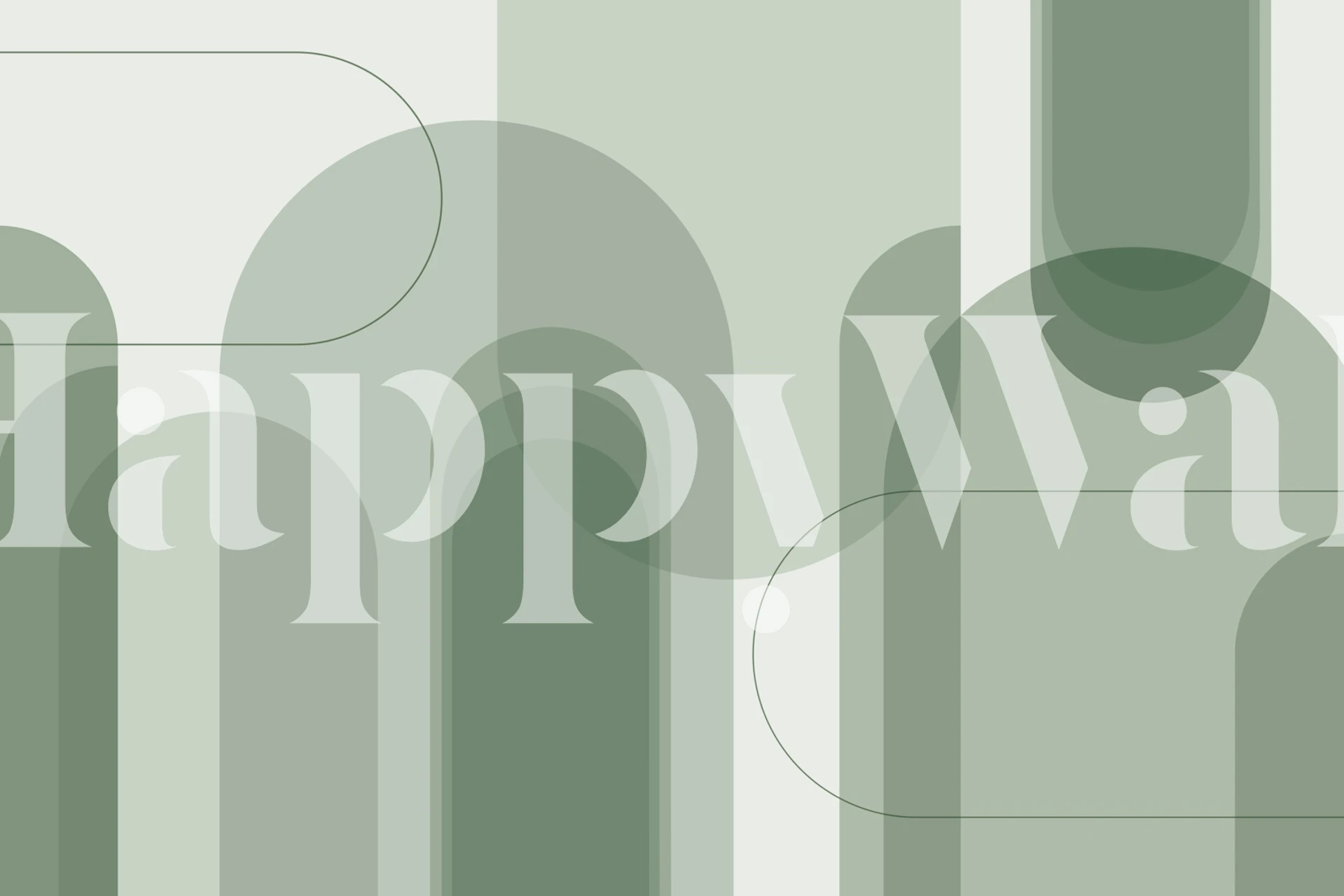 Green abstract arches wallpaper in a room