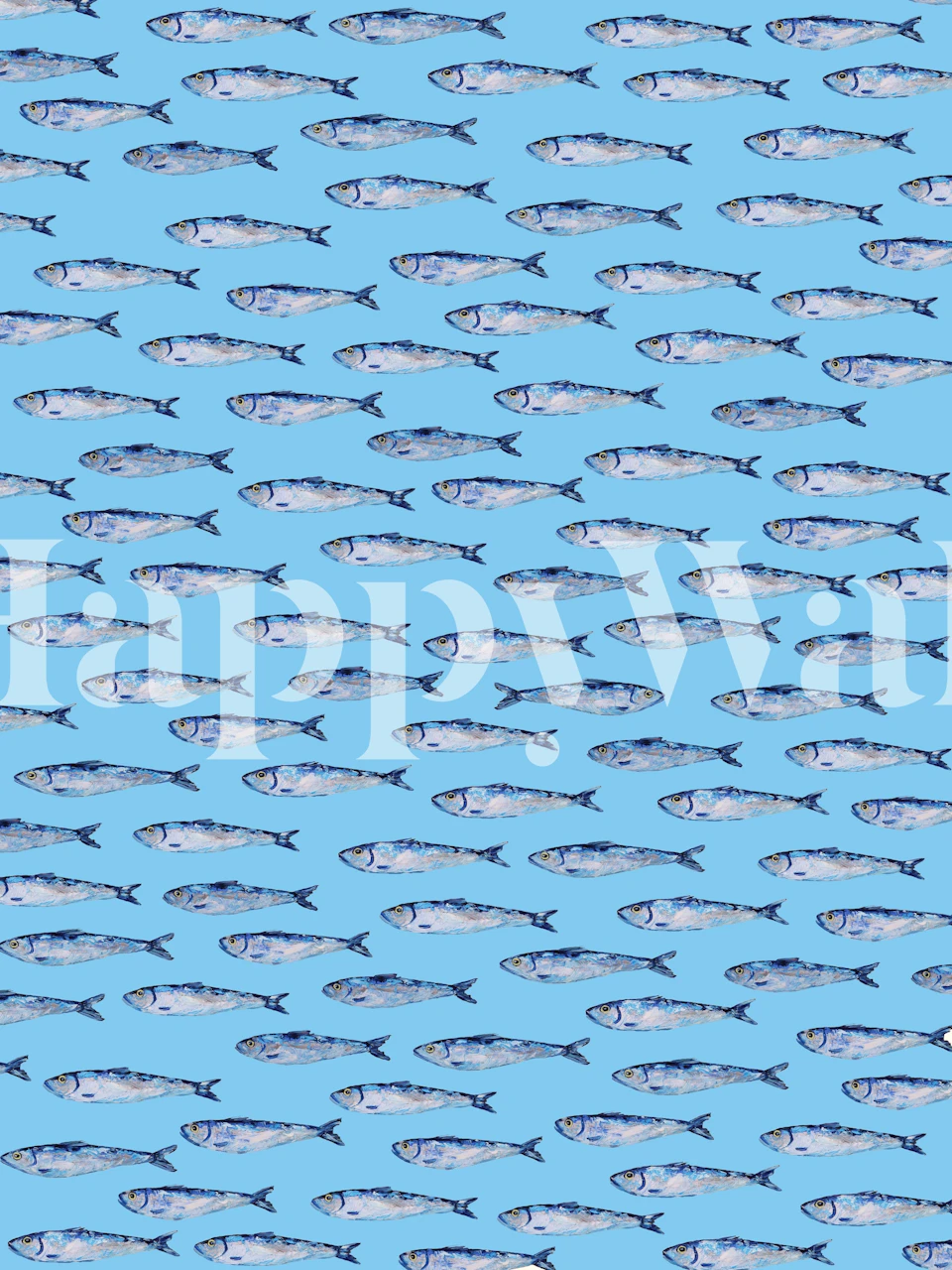 Sardines wallpaper design on light blue