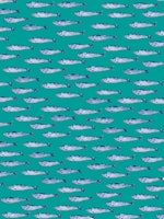 Shimmering Sardines on Teal wallpaper