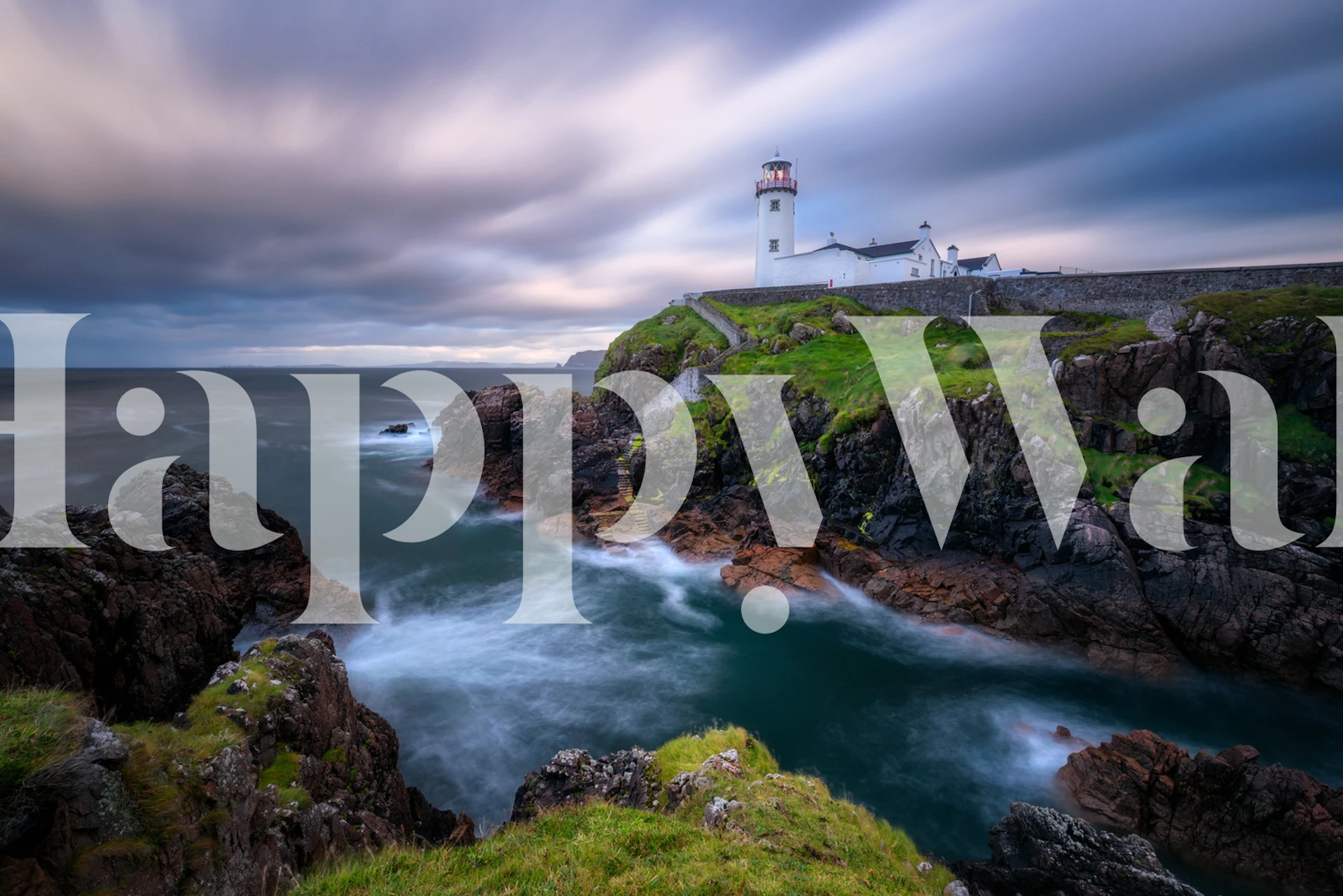 Fanad Head Lighthouse wall mural with dramatic sky and Atlantic Ocean view