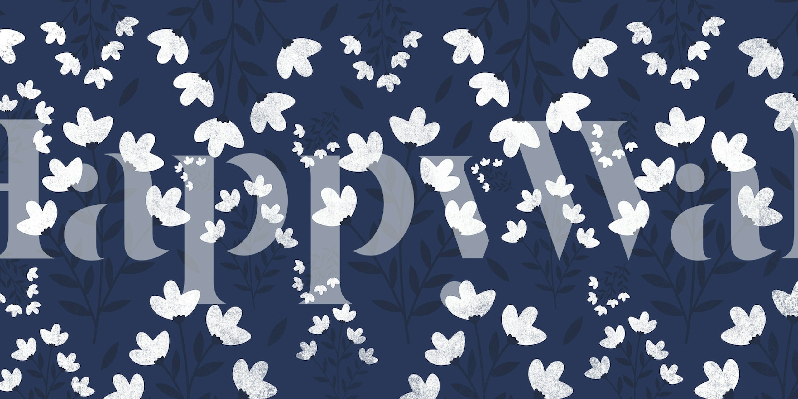 BOHO FLOWER BLUE wallpaper | Happywall