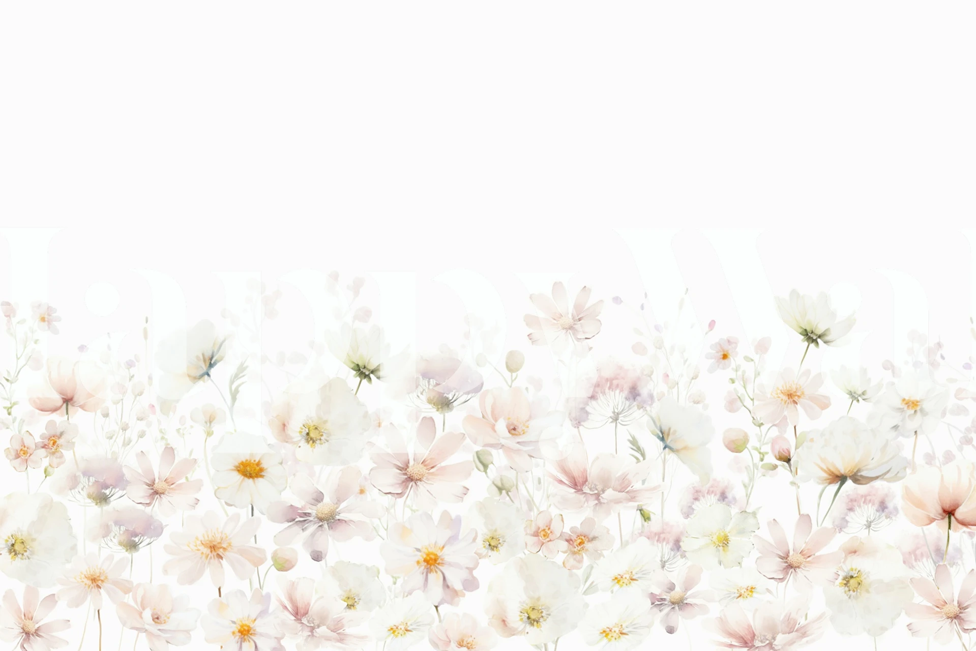 Pastel pink and white wildflower design wallpaper