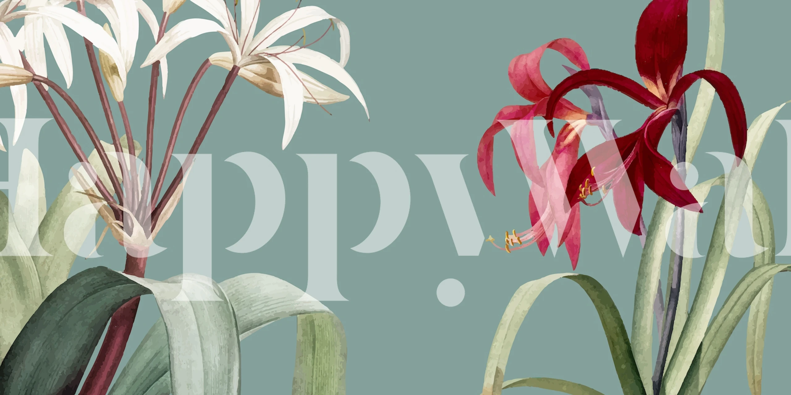 Big Botanic Green floral wallpaper in a room