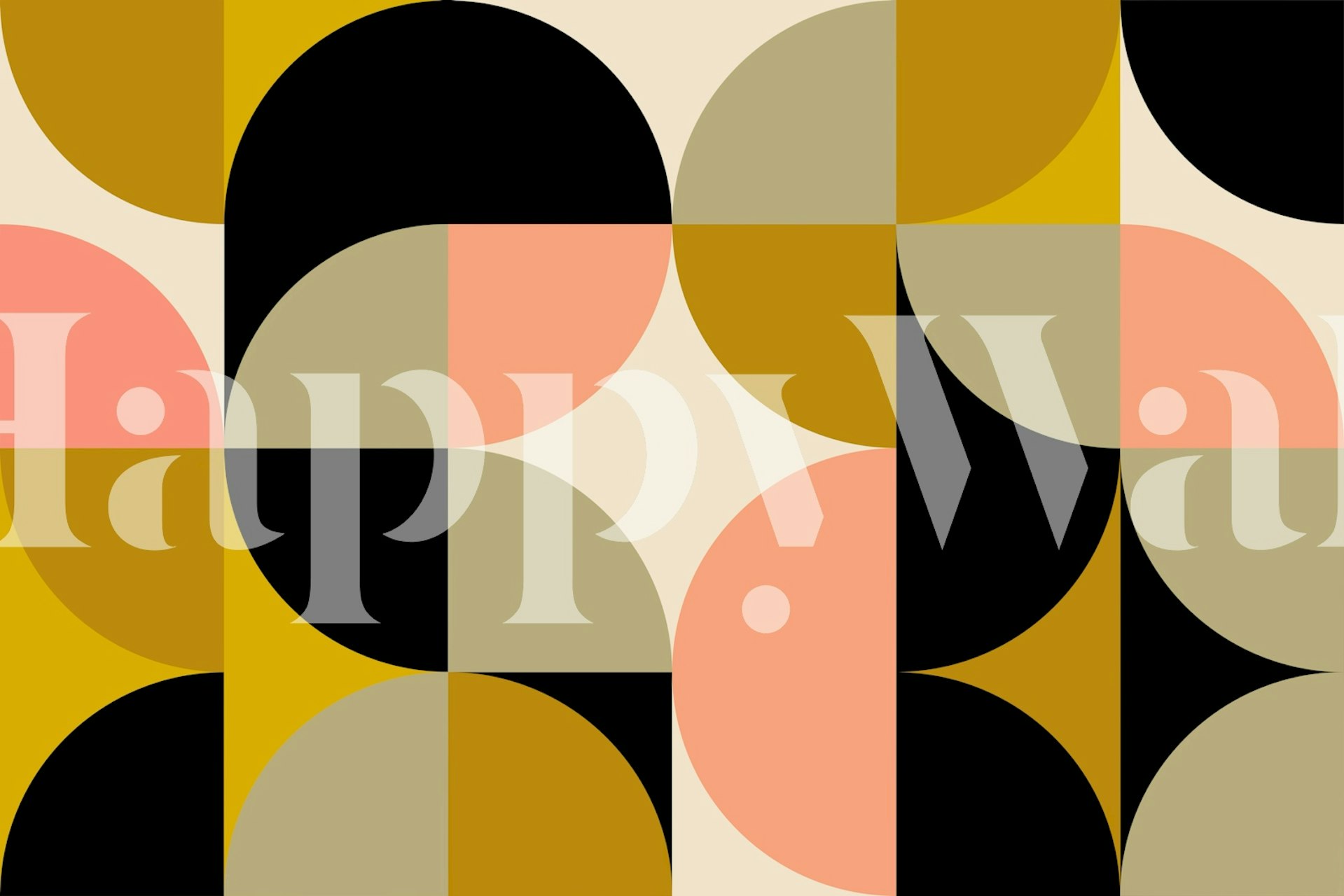 Mural de parede abstrato inspirado na Bauhaus com formas geométricas em cores suaves