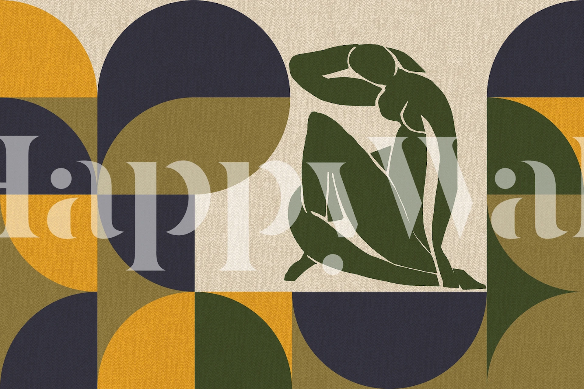 French Mid-Century Fabric tapetti huoneessa