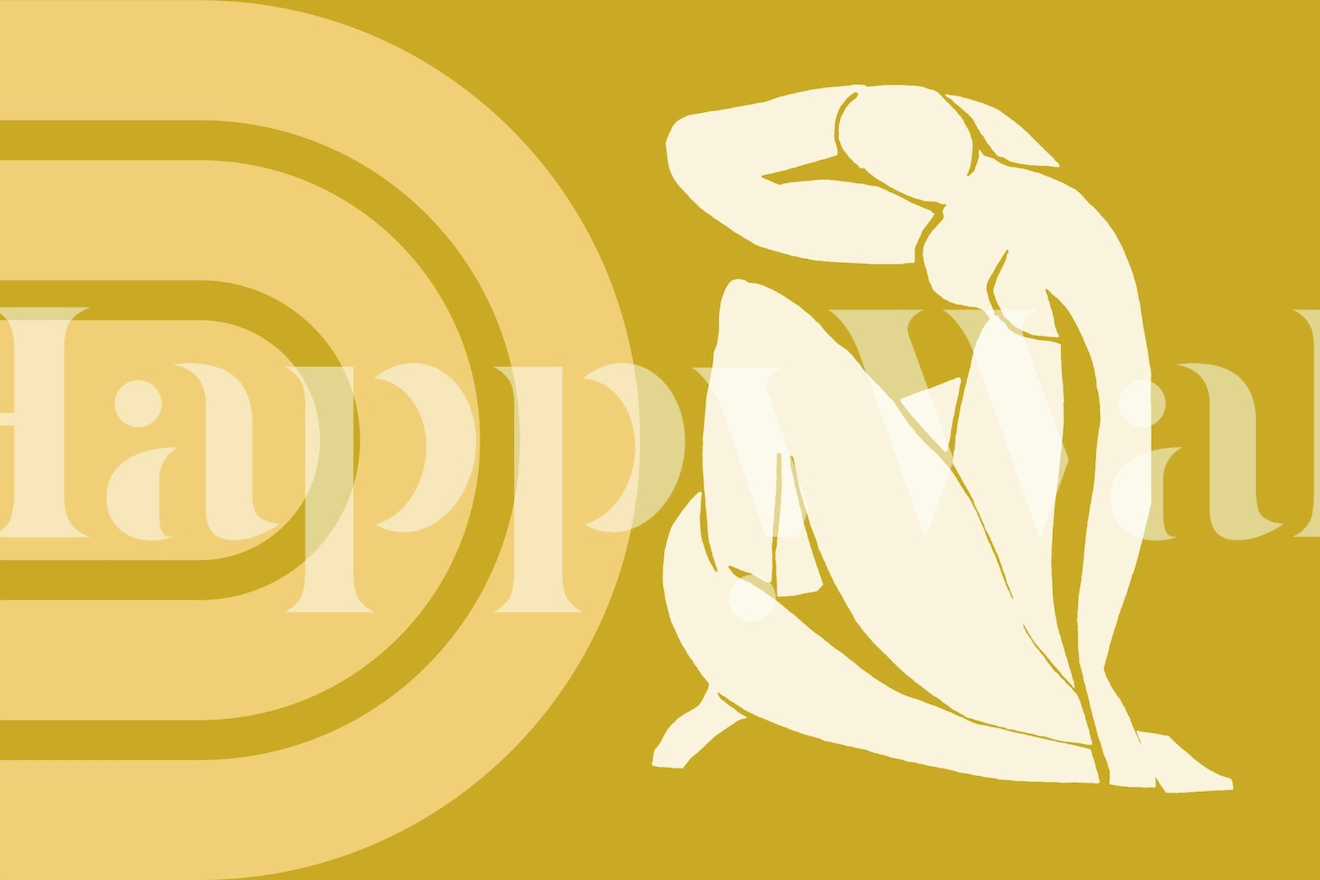 Χαρτί τοίχου με σχέδιο Sunny Mid-Century εκτεθειμένο σε δωμάτιο