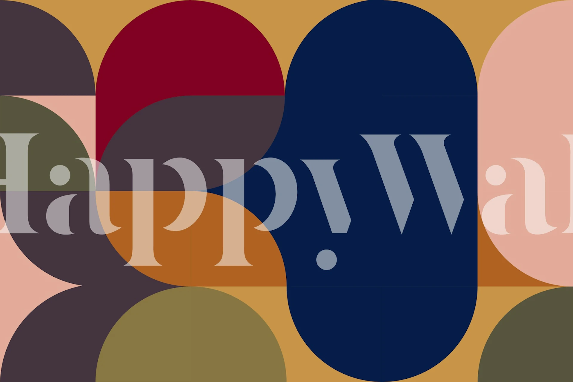 Colorful retro abstract geometric shapes in pink, navy, olive, and burgundy wallpaper