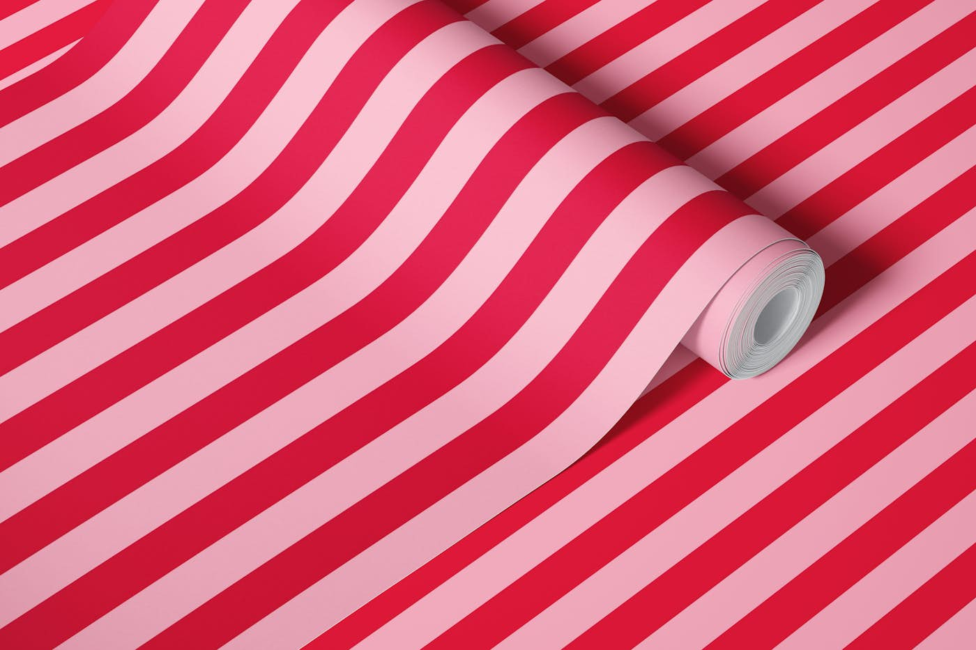 Pink and Crimson Red Stripes wallpaper roll