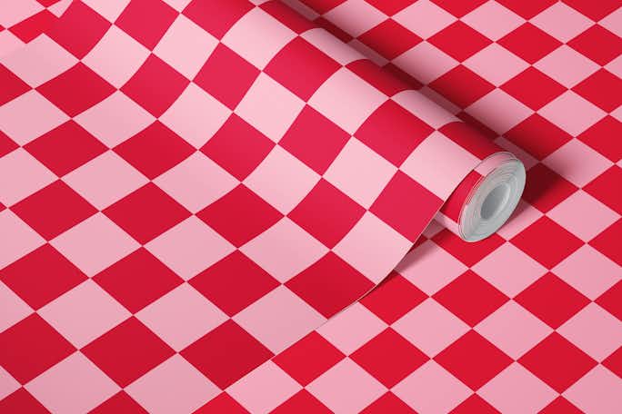 Checkerboard - Pink and Redwallpaper roll