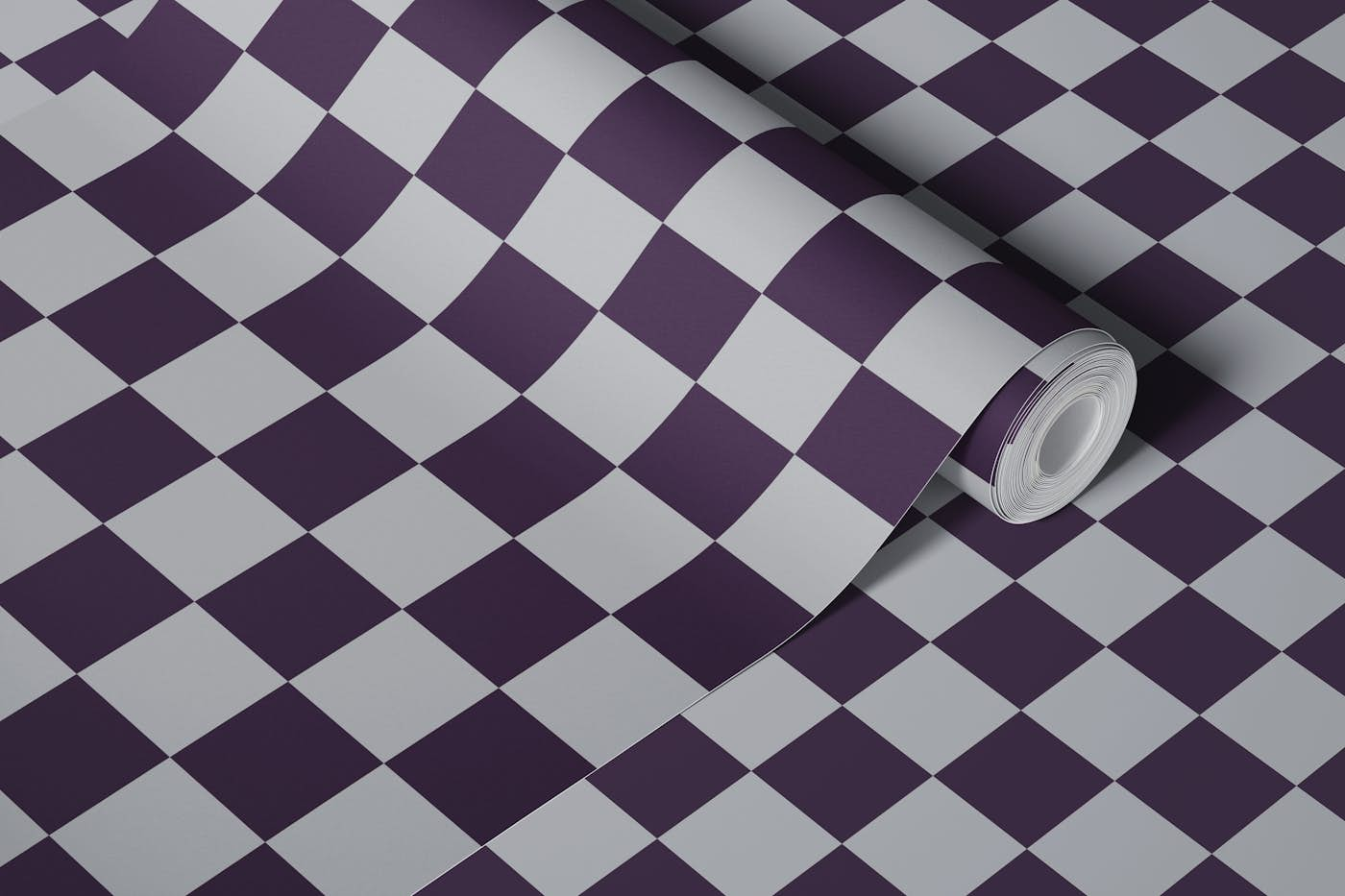 Checkerboard - Deep Perple/Gray wallpaper roll