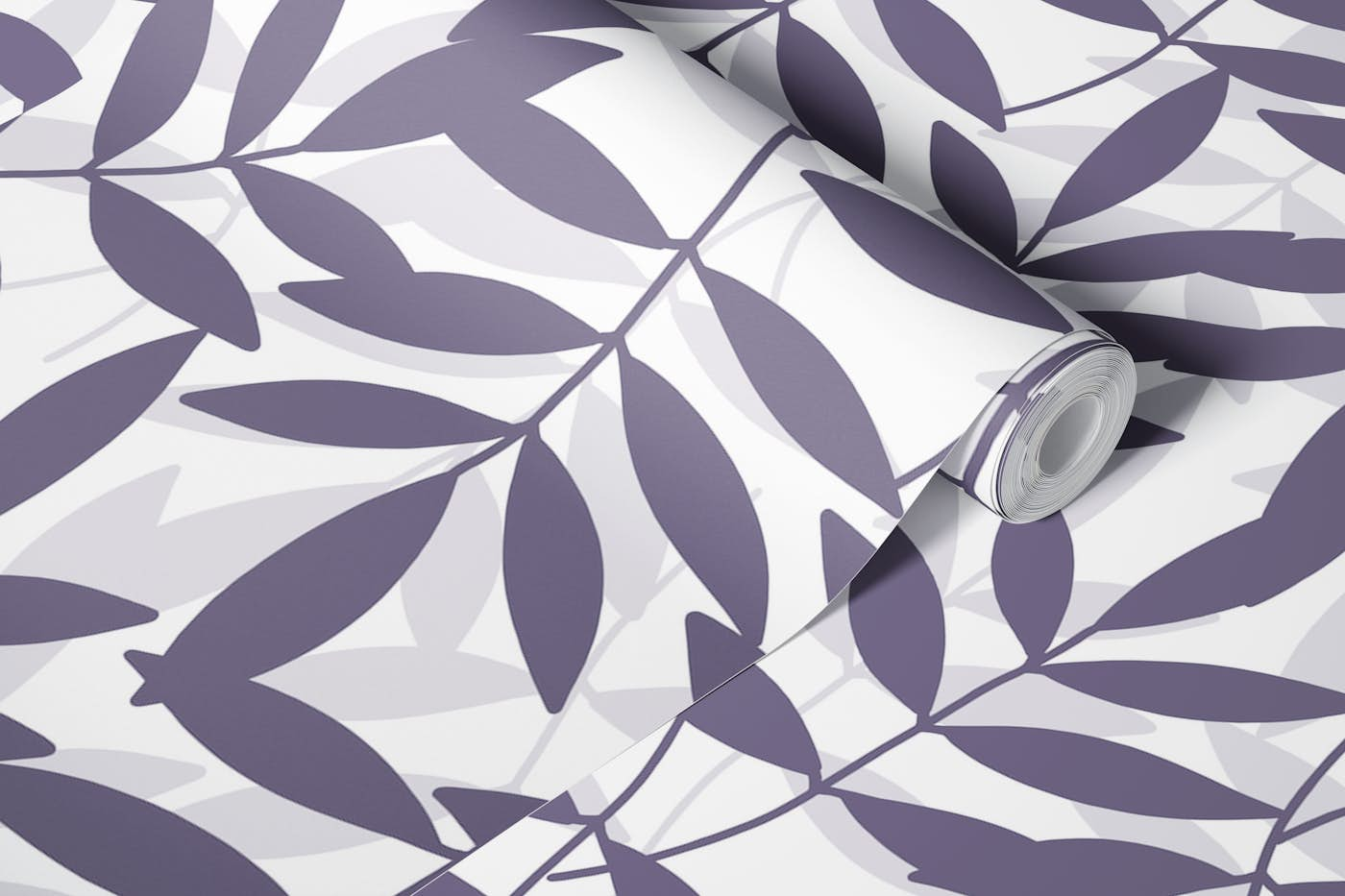 Leaves and leaves - purple wallpaper roll