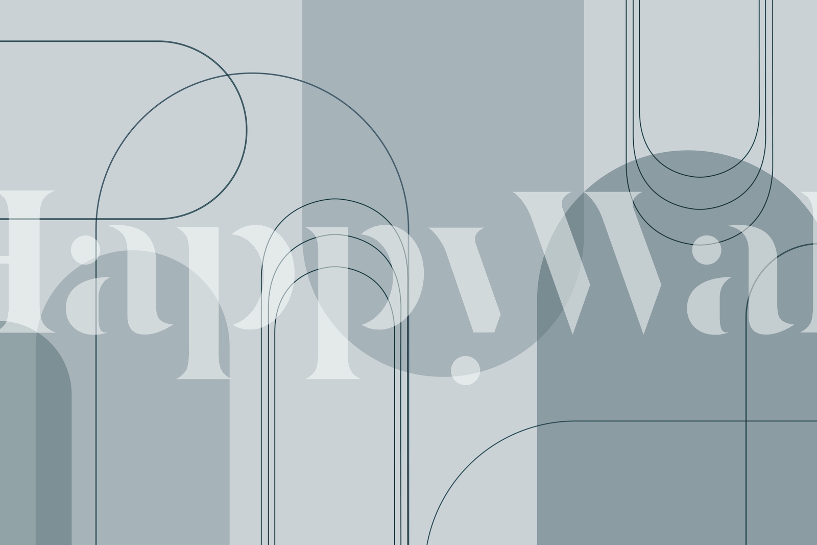 Geometric blue grey abstract wallpaper with arches