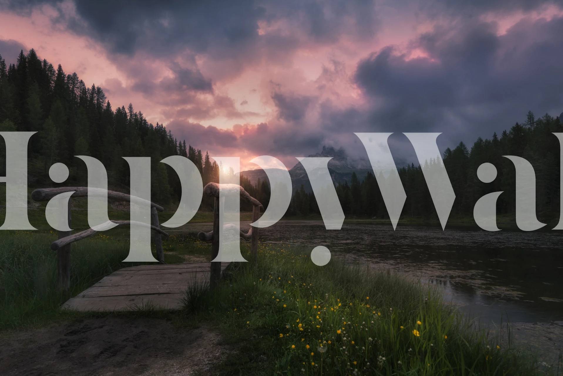 Forest landscape with mountains and sunset colors wallpaper