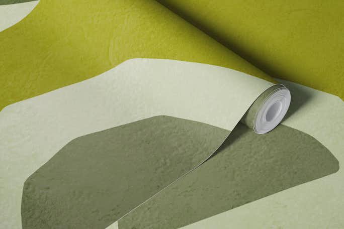 Paper Cut Shapes Abstract Art Greenwallpaper roll