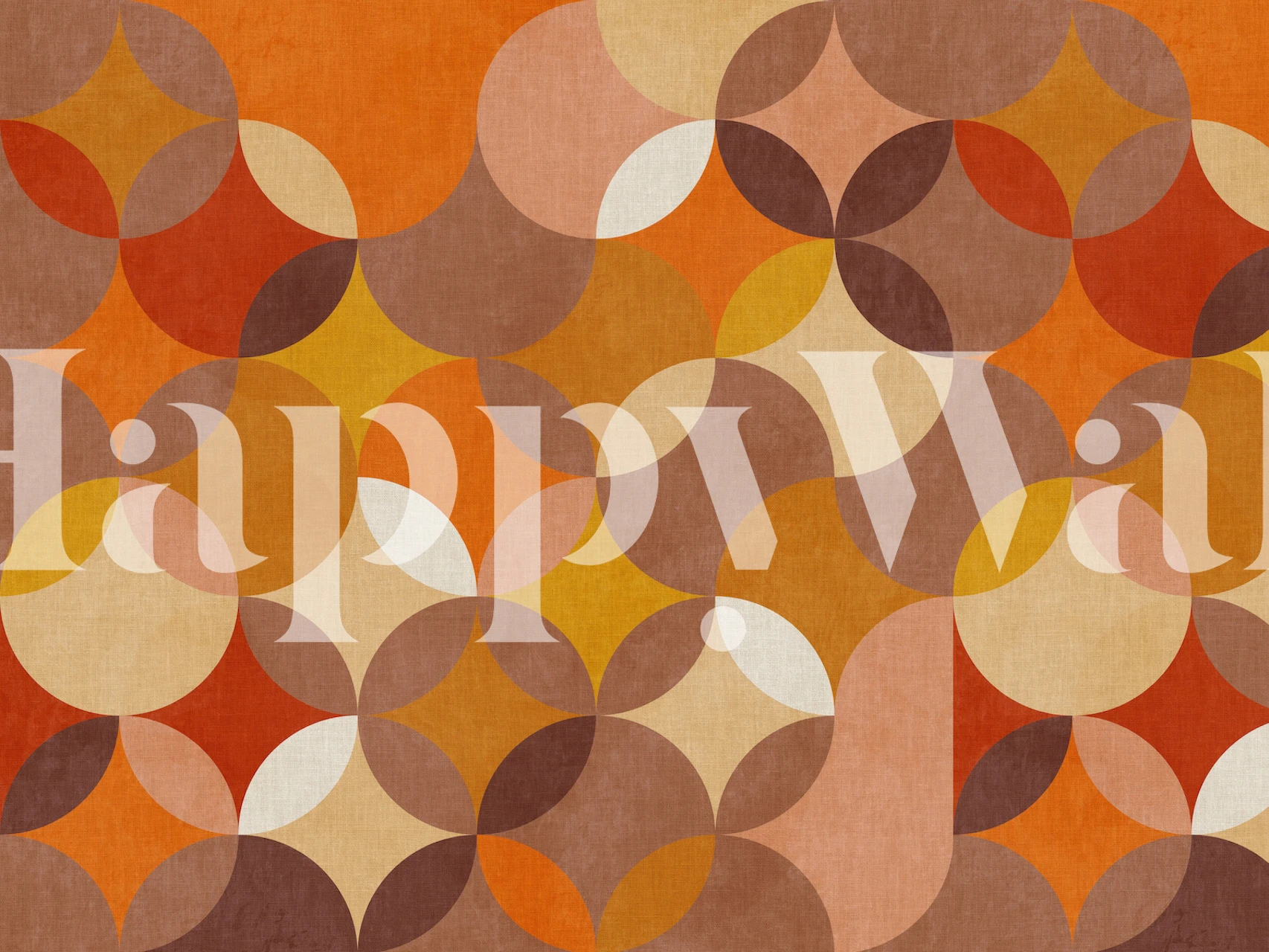 Mid Century Geometric Circles Tapet I Ett Rum