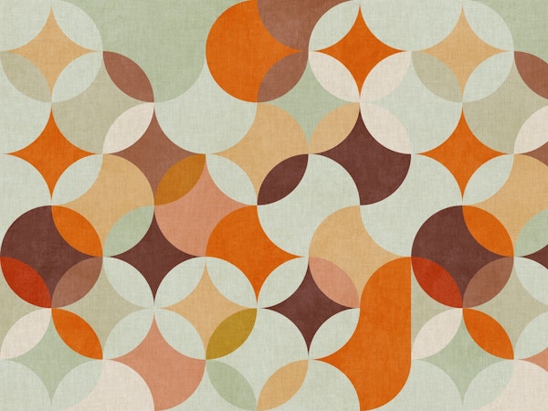 Mid Century GEOMETRIC CIRCLES MINT ORANGE