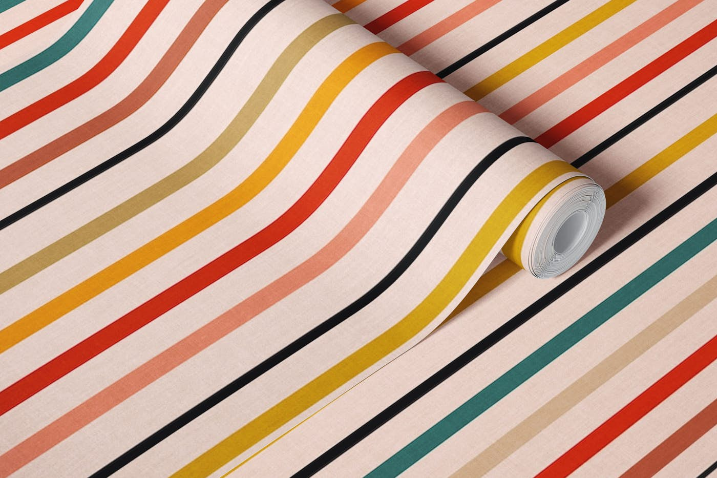 retro lines & stripes colored wallpaper roll