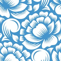 White peonies on blue pattern / 2793C ταπετσαρία