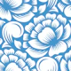 White peonies on blue pattern / 2793C
