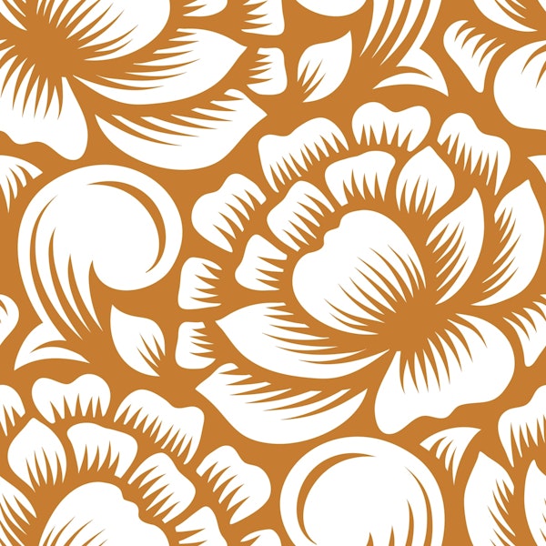 White peonies on brown pattern, 2793E