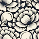 White peonies silhouettes on black, 2793F