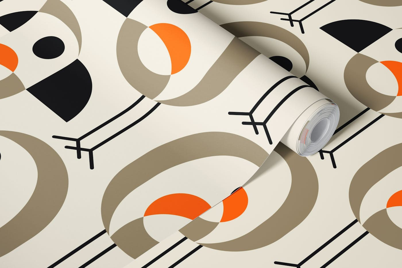 Funny birds pattern, brown orange / 2796A wallpaper roll