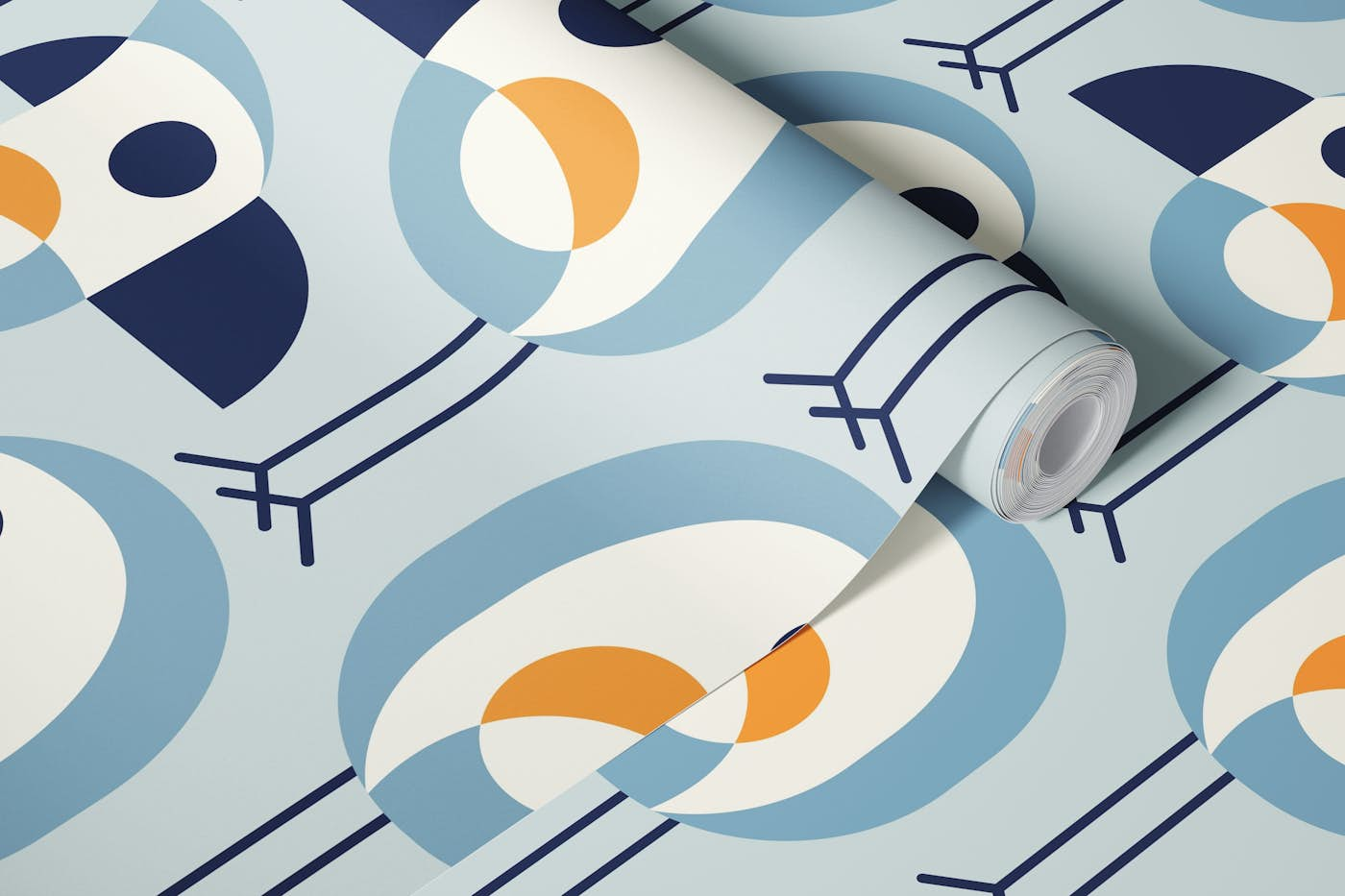 Funny birds pattern, blue / 2796B wallpaper roll