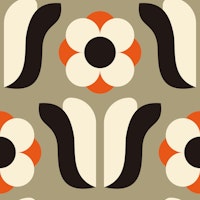 Retro Daisies, brown / 2837F ταπετσαρία