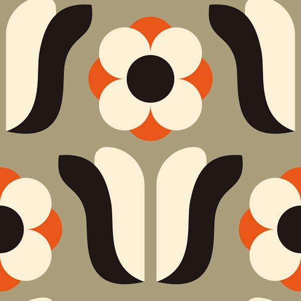 Retro Daisies, brown / 2837F