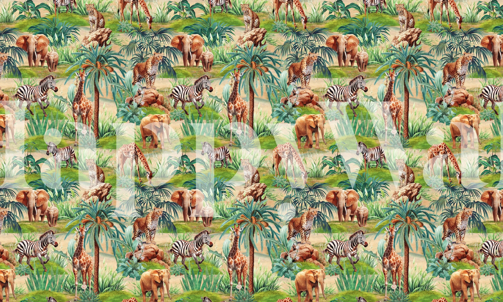 Beautiful Forest XI wall mural depicting a serene woodland scene with lush greenery and towering trees