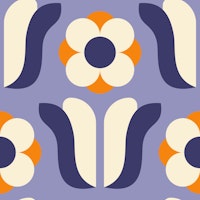 Retro Daisies, purple orange / 2837G ταπετσαρία