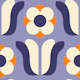Retro Daisies, purple orange / 2837G