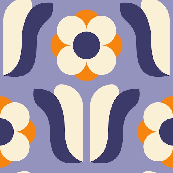 Retro Daisies, purple orange / 2837G