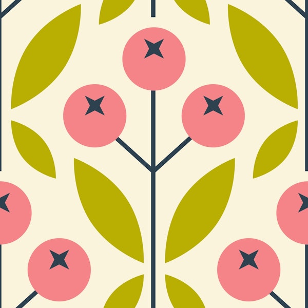 Geometric pink berries / 2848D