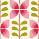 Retro butterfly flowers, pink green / 2856A