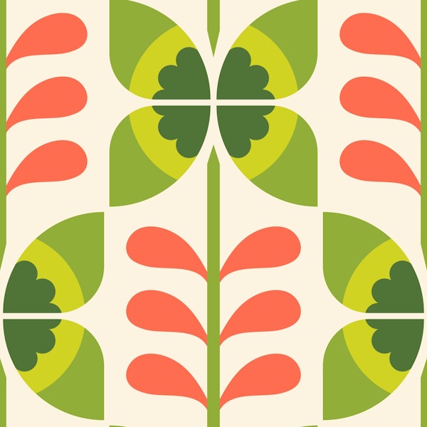 Retro butterflies flowers / 2856D