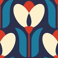 Retro tulips, blue / 2862B papiers peint