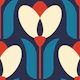 Retro tulips, blue / 2862B