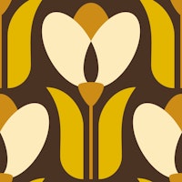 Retro tulips, brown yellow / 2862C papiers peint