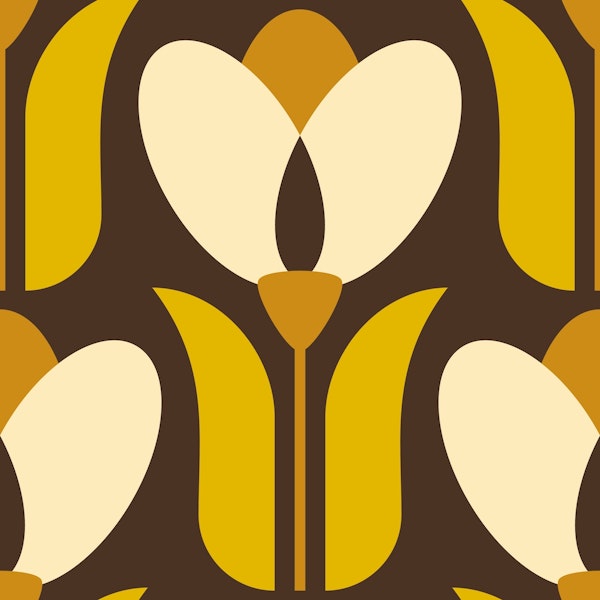 Retro tulips, brown yellow / 2862C