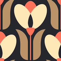 Retro tulips, brown pink / 2862D papiers peint