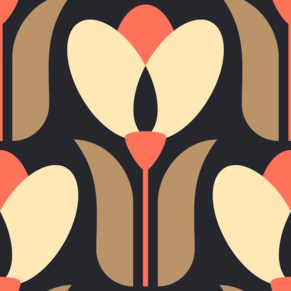 Retro tulips, brown pink / 2862D