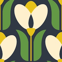 Retro tulips, green / 2862E papiers peint