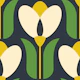 Retro tulips, green / 2862E