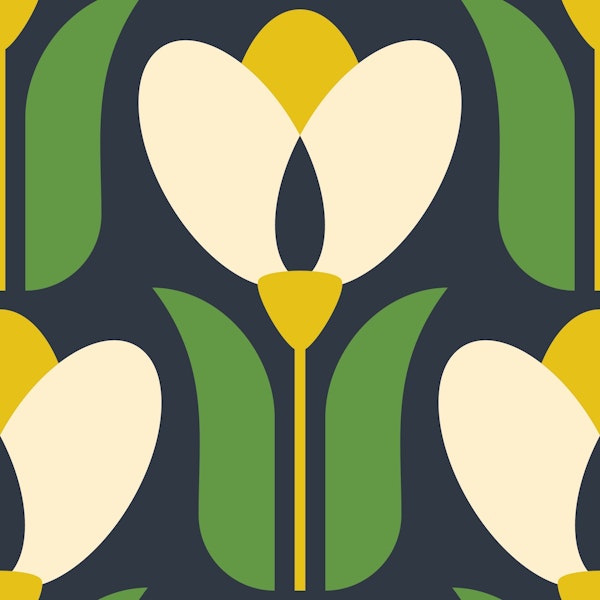 Retro tulips, green / 2862E