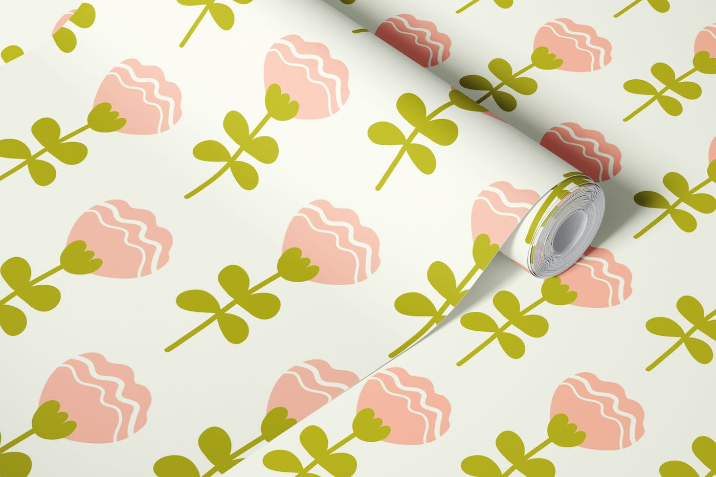 Hand drawn pink flowers / 2865D wallpaper roll