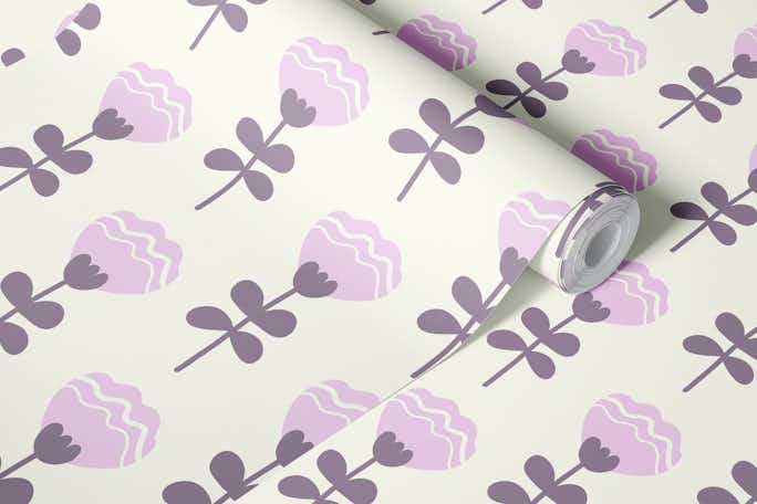 Hand drawn muted purple flowers / 2865Fwallpaper roll